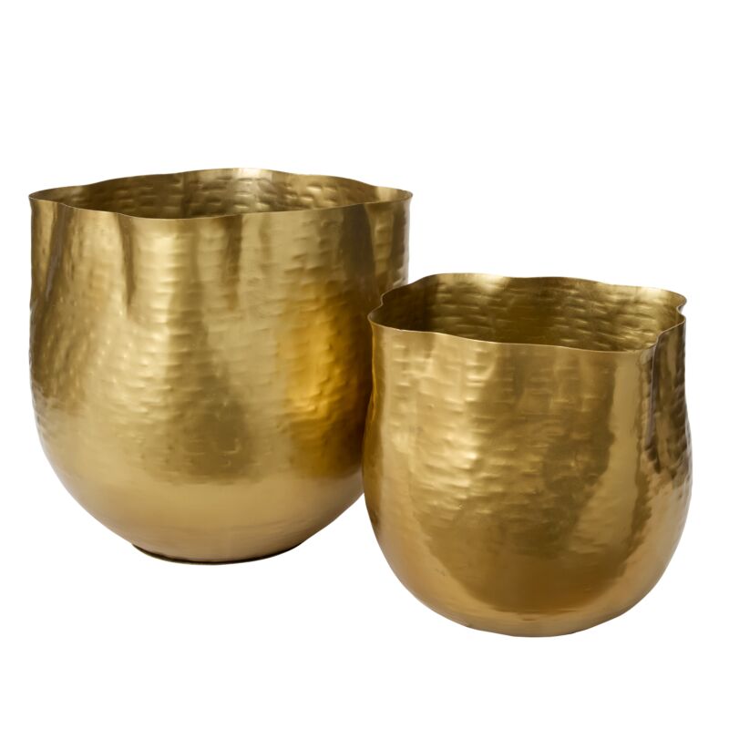 Gold Hammered Metal Pot