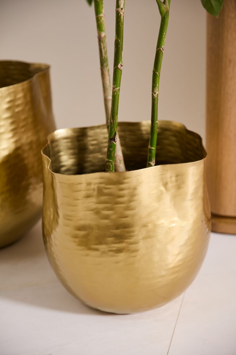 Gold Hammered Metal Pot