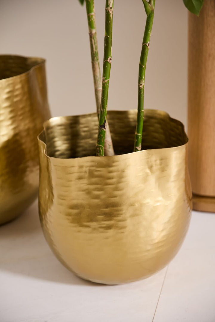 Gold Hammered Metal Pot