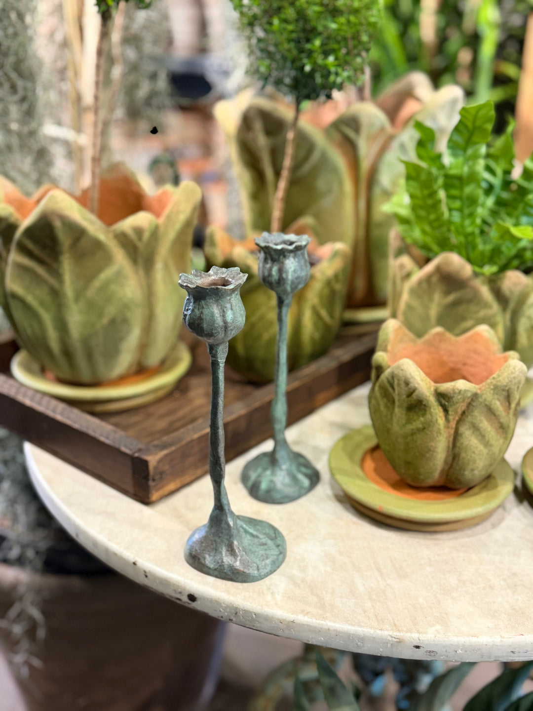 Bronze Poppy Candle Stick