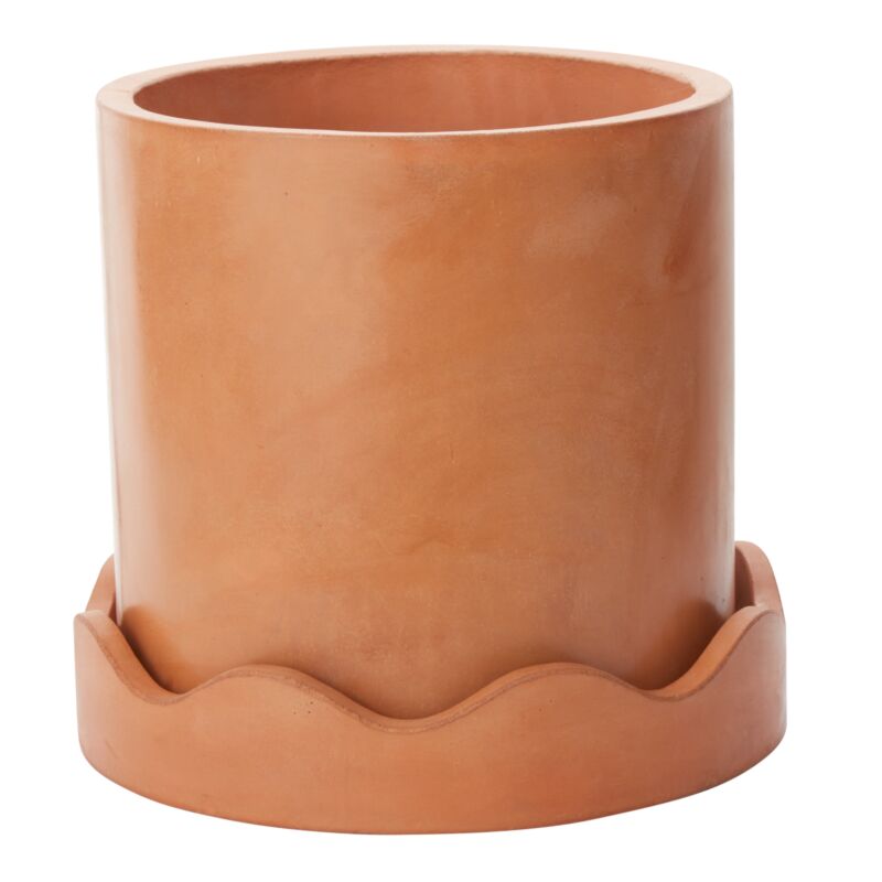 Concrete Pot with Wavy Saucer